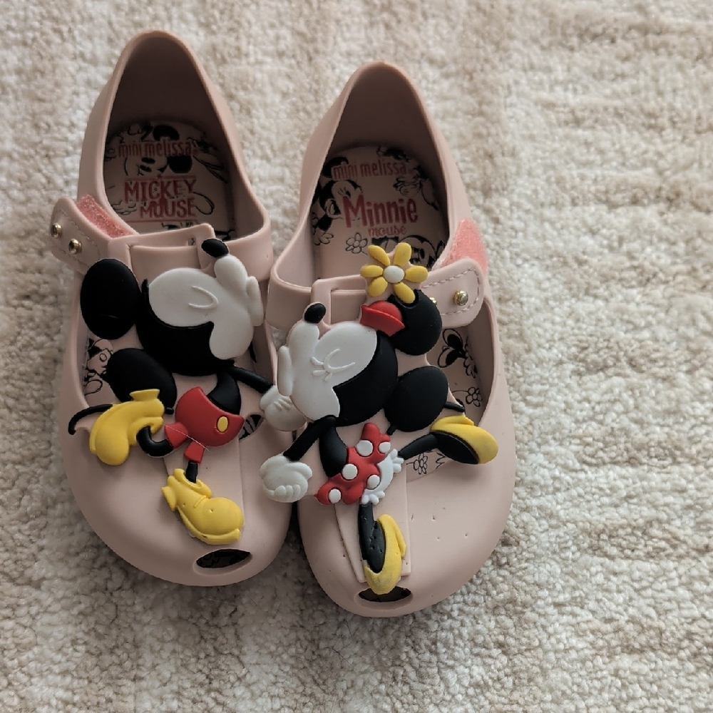 Mini Melissa Pink Mickey and Minnie Ballet Maryjane Flats Size 9